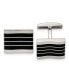 Фото #3 товара Stainless Steel Polished Black Cat's Eye Rectangle Cufflinks