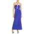 Фото #1 товара Fore Womens Blue Cut-Out Maxi Ruched Halter Dress Size S