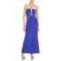 Fore Womens Blue Cut-Out Maxi Ruched Halter Dress Size S