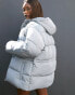 Фото #1 товара ASOS DESIGN Weekend Collective waisted padded coat with logo in grey