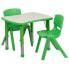Фото #1 товара 21.875''W X 26.625''L Rectangular Green Plastic Height Adjustable Activity Table Set With 2 Chairs