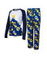 ფოტო #1 პროდუქტის Women's Navy Michigan Wolverines Tinsel Ugly Sweater Long Sleeve T-shirt and Pants Sleep Set