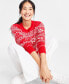 Фото #3 товара Holiday Lane Women's Festive Fair Isle Snowflake Sweater, Created for Macy's
