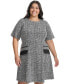 Plus Size Round-Neck Short-Sleeve A-Line Dress