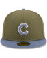 ფოტო #3 პროდუქტის Men's Olive, Blue Chicago Cubs 59FIFTY Fitted Hat