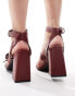 RAID Neesha block heeled sandals with buckles in burgundy