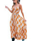 Women's Burnt Orange Boho Sleeveless Plunging Maxi Beach Dress