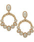 ფოტო #1 პროდუქტის Gold-Tone White Stone & Mother-of-Pearl Open Drop Earrings