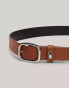 Tommy Jeans Oval Buckle Leather Belt in Brown Red