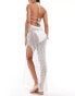 ASOS DESIGN halter crochet knit maxi beach dress in white