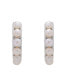 ფოტო #3 პროდუქტის Cultured Freshwater Pearl (3mm) & White Topaz Hoop Earrings in Sterling Silver
