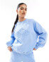 The Couture Club co-ord embossed sweatshirt in light blue BLAU, L - фото #1