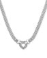 ფოტო #1 პროდუქტის Diamond Heart Mesh 18" Pendant Necklace (1/8 ct. t.w.) in Sterling Silver