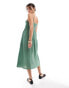 Brave Soul midi dress with split detail in mineral green