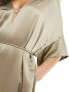 & Other Stories kaftan sleeve belted midi dress with front split in light golden brown