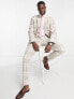 Фото #5 товара ASOS DESIGN skinny linen mix suit trousers in stone check