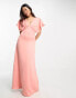 Фото #8 товара Maya Petite Bridesmaid cape sleeve maxi dress in terracotta satin