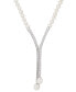 Cultured Freshwater Pearl (5mm & 10 x 8mm) & Cubic Zirconia Lariat Necklace in Sterling Silver, Created for Macy's