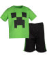 Фото #1 товара Boys Creeper Skeleton Zombie Enderman Graphic T-Shirt and Mesh Shorts Outfit Set to