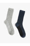 2'li Soket Çorap Seti Balık Sırtı Desenli Dokulu