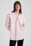 Фото #17 товара Oversize Fit Yakası Bağcık Detaylı Uzun Kollu Gömlek %100 Pamuk Bluz