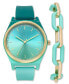 Фото #1 товара Women's Silicone Strap Watch 38mm Set, Created for Macy's