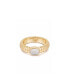 Opal Center Stone 18K Gold Plated Flex Ribbed Ring