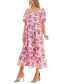 ფოტო #3 პროდუქტის Juniors' Printed Pleat-Front Smocked-Back Dress