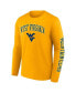 Фото #1 товара Men's Gold West Virginia Mountaineers Distressed Arch Over Logo Long Sleeve T-shirt