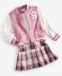 ფოტო #4 პროდუქტის Little Girls Bomber Jacket & Plaid Dress Set