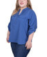 Фото #3 товара Plus Size Long Tab Sleeve Blouse with Pockets