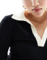Фото #8 товара Nobody's Child Peyton long sleeve contrast knit midi dress in black