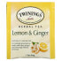 Flavoured Herbal Tea, Lemon & Ginger, Caffeine Free, 25 Tea Bags, 1.32 oz (37.5 g)