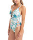 Фото #3 товара Women's Jungle Cruise Beaded Tropical-Print One-Piece Swimsuit