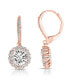 Sparkling Halo Circle Drop Earrings in Sterling Silver with Cubic Zirconia