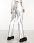 Фото #2 товара Threadbare straight leg faux leather trousers in silver