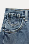 DENIM TRF LOW-RISE BERMUDA SHORTS WITH TAB