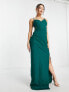 Фото #4 товара Trendyol cut out maxi dress with leg split in green