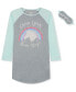 ფოტო #1 პროდუქტის Little Girls Long Sleeve Sleepshirt with Sleep Mask, 2 Piece Set