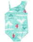 Baby Beach Print Ruffle Swimsuit 3M