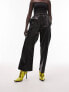 Фото #1 товара Topshop Petite faux leather jogger style straight leg trouser in black