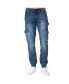 Фото #1 товара Men's Premium Knit Denim Jogger Jeans with Cargo Pockets