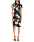 Women's Printed Twist-Neck Puff-Sleeve Dress