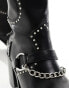 Public Desire Wide Fit Nashville knee boot with hardware in black