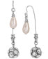 ფოტო #2 პროდუქტის Imitation Pearl Crystal Front Back Drop Earrings