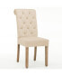 Natalie Roll Top Tufted Linen Fabric Modern Dining Chair, Set of 2