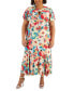 Plus Size Floral-Print Keyhole Midi Dress