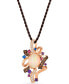 ფოტო #1 პროდუქტის Crazy Collection® Multi-Gemstone (2-3/8 ct. t.w.) & Diamond (1/2 ct. t.w.) Abstract Swirl Silk Cord 18" Pendant Necklace in 14k Rose Gold