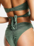 ASOS DESIGN – Bikinihose in Khaki mit V-förmig geschnittener Vorderseite