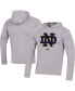 Фото #1 товара Men's Heather Gray Notre Dame Fighting Irish School Logo Raglan Long Sleeve Hoodie Performance T-shirt